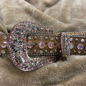 Brielle all Leather and Rhinestone Belt